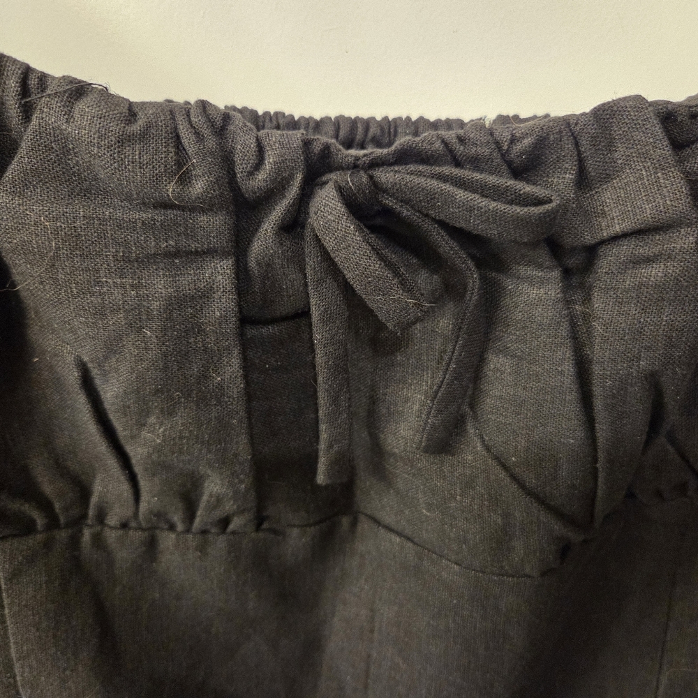 NWT - Maison D'Amelie Linen Blend Corset Detailed Smock Back Black Maxi Dress-L - Picture 6 of 14
